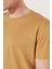Erkek Hardal Slim Fit Dar Kesim %100 Pamuk Bisiklet Yaka Tişört 4