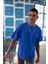 Erkek Oversize Mavi T-Shirt 1
