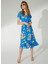 V Yaka Emprime Mavi Standart Kadın Elbise 23YSL7323 1