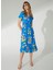 V Yaka Emprime Mavi Standart Kadın Elbise 23YSL7323 3