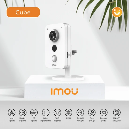 IMOU Cube İç Ortam Akıllı WiFi Kamera/4 MP-Gece Görüşü-Hareket ve PIR Algılama-İki Yönlü Konuşma-SD Kart Desteği-ONVIF-Bulut Hizmeti (IPC-K42P)