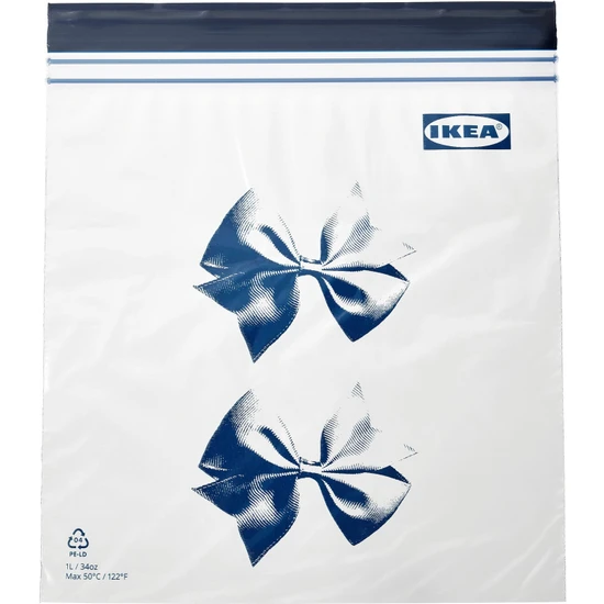 IKEA Istad Kilitlenebilir Buzdolabı Poşeti Mavi-Desenli 1 Lt 25 Adet