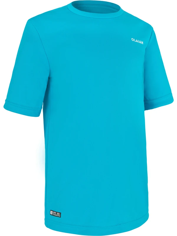Decathlon OLAIAN Çocuk Kısa Kollu Tişört - UV Korumalı - Mavi - Water
