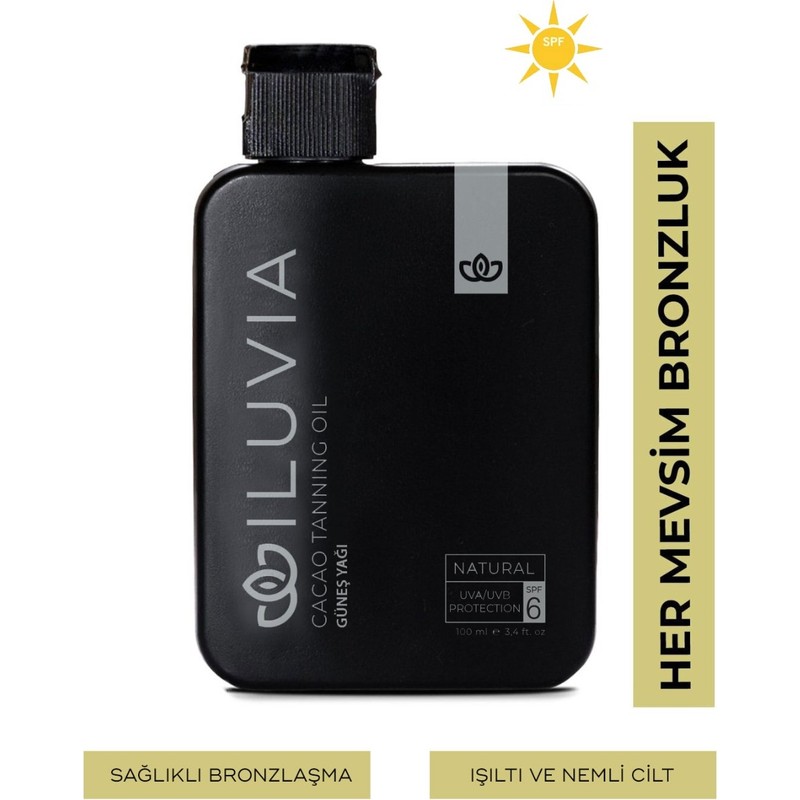 İluvia Bronzlaştırıcı Güneş Yağı 100 ml Cacao Oil ile SPF 6 Sağlıklı Bronzlaşma ve Nemlendirme