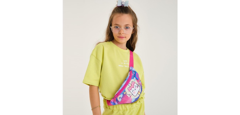 Coral High Kids Siyah Saks Ejderha Desenli Bel Çantası 12639 görsel 2