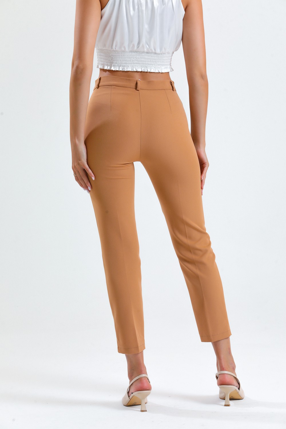 Sense Pantolon - Bilekte Atlas Kumas Pantolon | PNT19003 Camel görsel 5