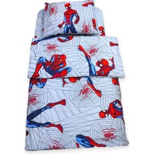 Bebek Özel Pamuklu Bebek/Çocuk Yastık Çarşaf Yorgan Seti Gri Örümcek Adam 80 x 130 cm