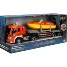 Maxx Wheels 1:16 Maxx Wheels Sesli ve Işıklı Bot Taşıyıcı Tır 38 cm - Turuncu
