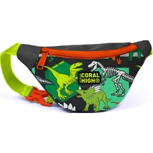 Coral High Kids Gri Yeşil Dinozor Desenli Bel Çantası 12630
