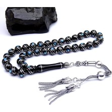 Tesbih Rüyası Gümüş ve Firuze Işlemeli Erzurum Oltutaşı Tesbih