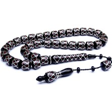 Tesbih Rüyası Gümüş ve Mercan Işlemeli Eskitme Erzurum Oltutaşı Tesbih