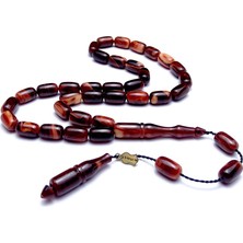 Tesbih Rüyası Kapsül Kesim Kahverenk Hareli Kehribar Tesbih