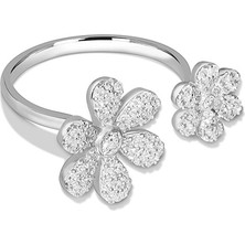 Joy of Jade Daisy Yüzük  1 Mikron Rodyum Kaplama (925 Ayar Gümüş Üzerine) Zirkonyum