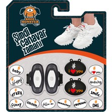 Shoe Monster Siyah - Beyaz I Love You Ayakkabı Aksesuarı