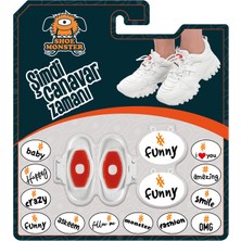 Shoe Monster Beyaz - Koyu Turuncu Funny Ayakkabı Aksesuarı