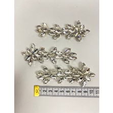 Hayalperest Boncuk Gümüş Yaprak Desen Mekik Cam Aplik Taşlı Motif