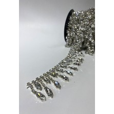 Hayalperest Boncuk Saçaklı Abiye Şerit Taş Aplik 1 Metre Uzunluğunda Kristal Taşlı Renkli