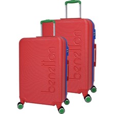 United Colors Of Benetton Lüx Abs 2'li Valiz Seti Büyük Boy - Orta Boy Kırmızı BNT500