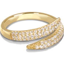 Joy of Jade Ebru Yüzük 1 Mikron 18 Ayar Altın Kaplama (925 Ayar Gümüş Üzerine), Zirkonyum