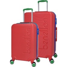 United Colors Of Benetton Lüx Abs 2'li Valiz Seti Orta Boy - Kabin Boy Kırmızı BNT500