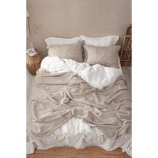 Ecocotton Sara Bej Çift Kişilik %100 Organik Pamuk Pike - Yatak Örtüsü Seti 220 x 240 cm