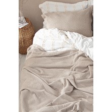 Ecocotton Sara Bej Çift Kişilik %100 Organik Pamuk Pike - Yatak Örtüsü Seti 220 x 240 cm
