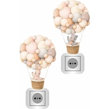 Kt Grup Balonlu Tavşan ve Ayıcık 2 Adet Priz Sticker