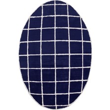 Dericibey Mavi Renk Oval Peluş Halı