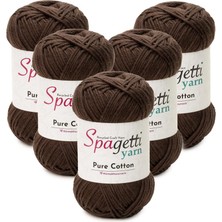 Spagetti Yarn Pure Cotton 5'li Koyu Kahve El Örgü Ipliği