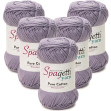 Spagetti Yarn Pure Cotton 5'li Lila El Örgü Ipliği