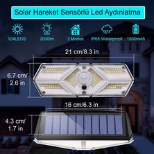 Greentech Güneş Enerjili Hareket Sensörlü, 6 Taraflı 104 Led Aydınlatma / GT-SL13