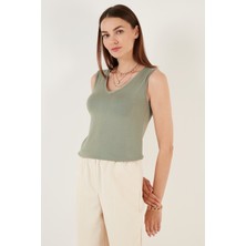 Lela V Yaka Kalın Askılı Kadın Bluz 5864384