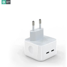 Schitec Dvıp N45 35W Yeni Nesil Apple Uyumlu Çift Type-C Port Compact Çıkışlı Ev Tipi Şarj Aleti Kablolu