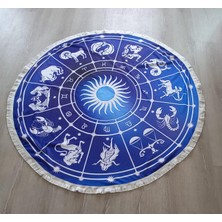 Astrolozi Shop Beyaz Mavi Astroloji Zodyak Çember Baskılı Plaj Havlusu