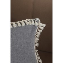 NDC Home Gri Antrasit Ponponlu Kırlent 43 x 43 cm