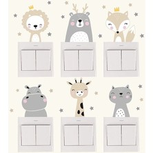 Kt Grup Priz - Soft Renk Hayvanlar - 6lı Priz Sticker Seti