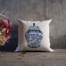Lia Store Bleu Blanc Desenli Çift Taraflı Dekoratif Kırlent Kılıfı