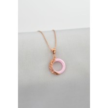 Papatya Silver 925 Ayar Gümüş Rose Kaplama Ejderha Desenli Pembe Simit Kolye