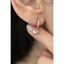 Papatya Silver 925 Ayar Gümüş Rose Kaplama Fil Figürlü Halka Kadın Küpe