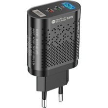 Uslion 1 USB / 2 Type-C Girişli Pd 58W Uslion Quick Charge Hızlı Şarj Başlığı Adaptör