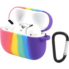 Wozlo Apple Airpods Pro 1. Nesil Silikon Koruma Kılıfı Rainbow Kopçalı Koruyucu Kılıf