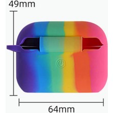 Wozlo Apple Airpods Pro 1. Nesil Silikon Koruma Kılıfı Rainbow Kopçalı Koruyucu Kılıf