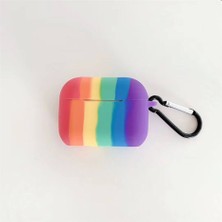 Wozlo Apple Airpods Pro 1. Nesil Silikon Koruma Kılıfı Rainbow Kopçalı Koruyucu Kılıf