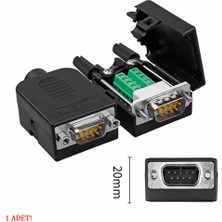 Alkatronik Kutulu DB9 Erkek Konnektör 9 Pin D-Sub Seri Port Terminal Adaptör RS232 RS485
