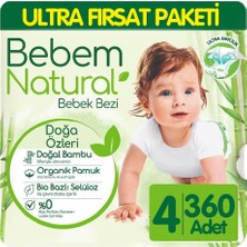 Bebem Natural Bebek Bezi Ultra Fırsat Paketi 4 Beden 90X4 360 Adet