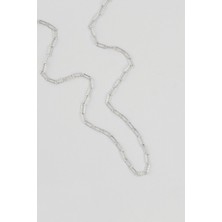 So CHIC İtalyan 18 Ayar Beyaz Altın Kaplama 65 Cm Gümüş Zincir Kolye