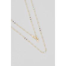 So CHIC Nazar Figürlü 18 Ayar Sarı Altın Kaplama 68 Cm Gümüş Minimal Kolye