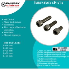 Kalıpsan M8X25 mm Inox  Imbus Civata(50 Adet)