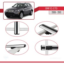 AccessoryPart Bmw X5 (E70) 2006-2013 Arası ile Uyumlu Basıc Model Ara Atkı Tavan Barı Gri