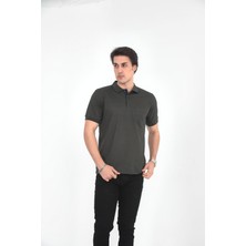 KMK Kombin  Baba Yakalı Cepli Desenli Model Klasik Kesim  T-Shirt